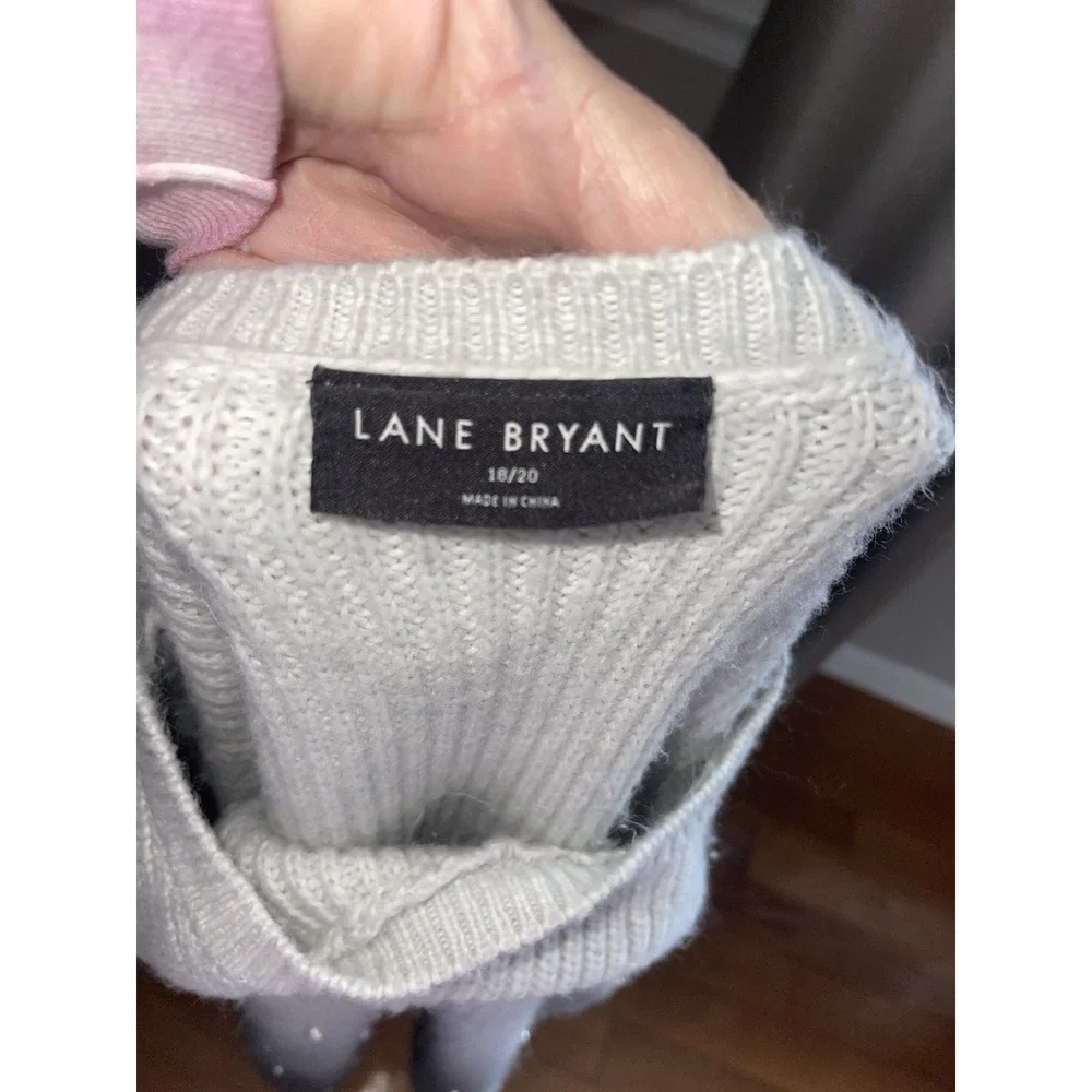 Lane Bryant Classic Embellished Light Gray Pearls Sweater Plus Size‎ 18/20
